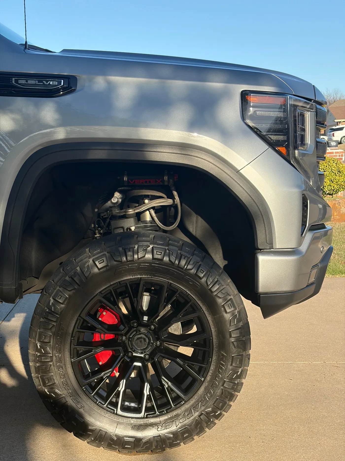 Lifted GMC Sierra wheel and fender detail